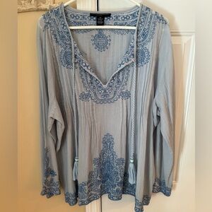 Super cute blue shirt with lace work